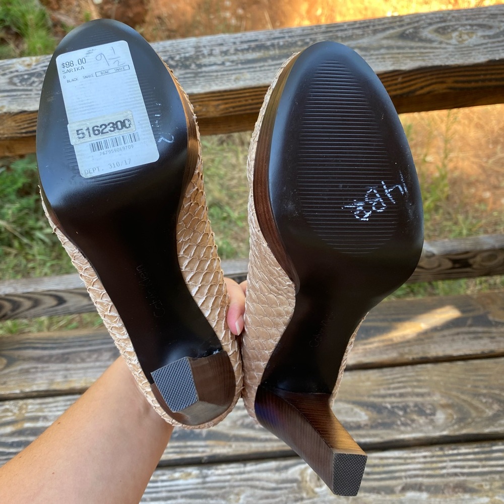 Calvin Klein Beige Snake Heels - Picture 5 of 10